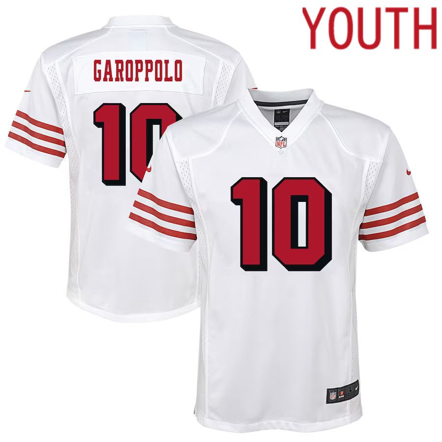 Youth San Francisco 49ers 10 Jimmy Garoppolo Nike White Color Rush Player Game NFL Jersey